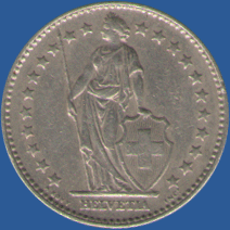 2 франка Швейцарии 1968 года